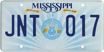 MS license plate JNT017