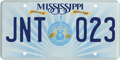 MS license plate JNT023