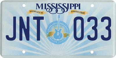 MS license plate JNT033