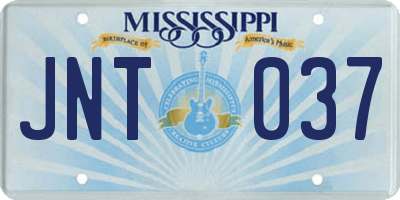 MS license plate JNT037