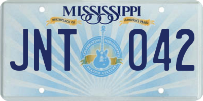MS license plate JNT042