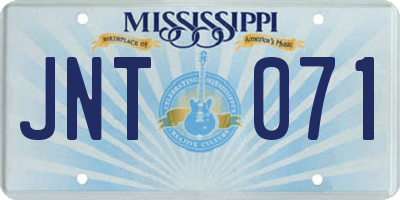 MS license plate JNT071