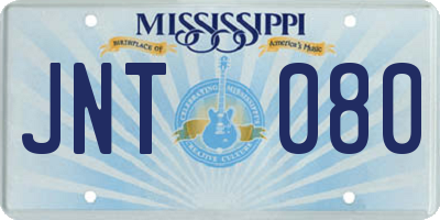 MS license plate JNT080