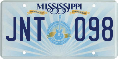 MS license plate JNT098
