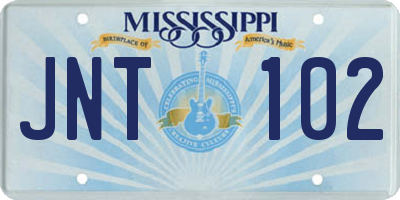 MS license plate JNT102