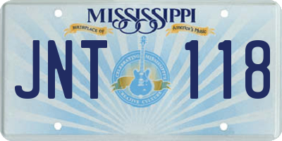 MS license plate JNT118