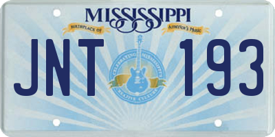 MS license plate JNT193