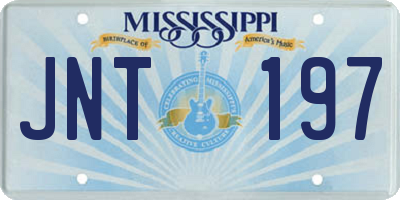 MS license plate JNT197