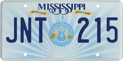 MS license plate JNT215