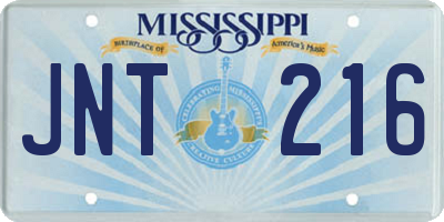 MS license plate JNT216