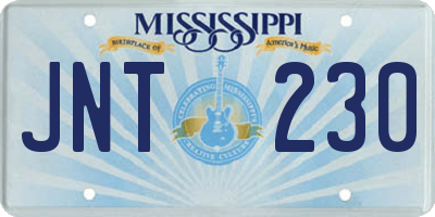 MS license plate JNT230