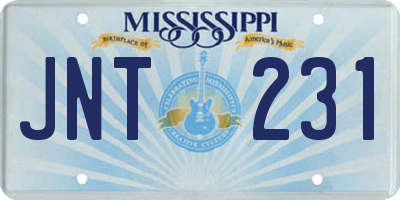 MS license plate JNT231
