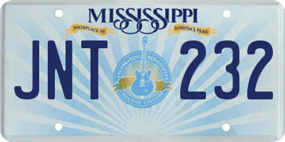 MS license plate JNT232