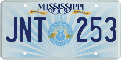 MS license plate JNT253