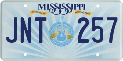 MS license plate JNT257