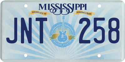 MS license plate JNT258