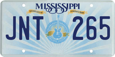 MS license plate JNT265