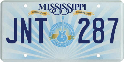 MS license plate JNT287