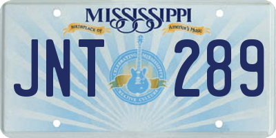 MS license plate JNT289