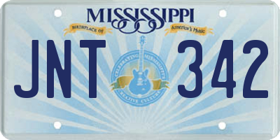 MS license plate JNT342
