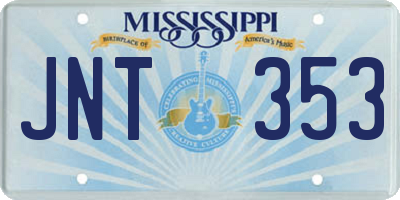 MS license plate JNT353
