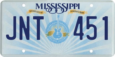 MS license plate JNT451