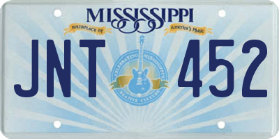 MS license plate JNT452