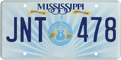 MS license plate JNT478