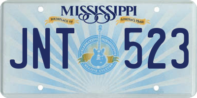 MS license plate JNT523