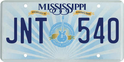 MS license plate JNT540