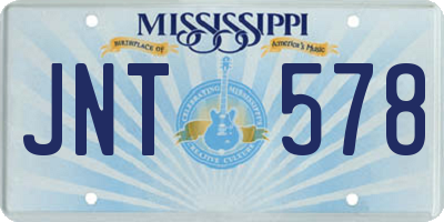 MS license plate JNT578