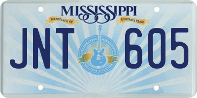 MS license plate JNT605