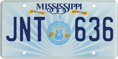 MS license plate JNT636