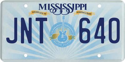 MS license plate JNT640