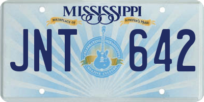 MS license plate JNT642