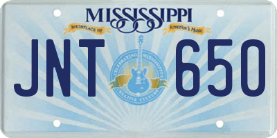 MS license plate JNT650