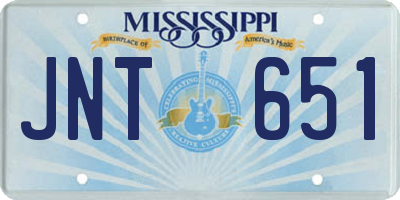 MS license plate JNT651