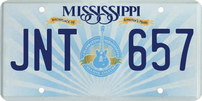 MS license plate JNT657