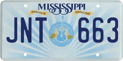 MS license plate JNT663