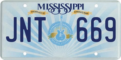 MS license plate JNT669