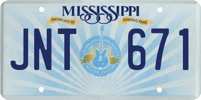 MS license plate JNT671