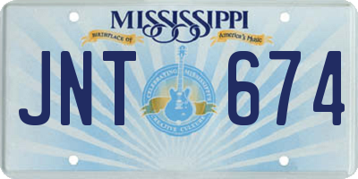 MS license plate JNT674