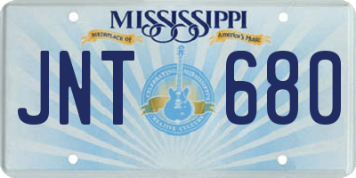 MS license plate JNT680