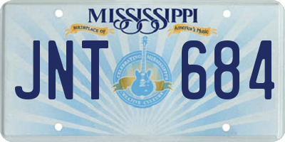 MS license plate JNT684