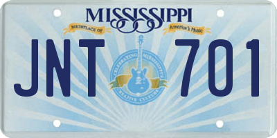 MS license plate JNT701