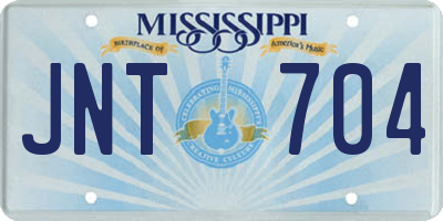 MS license plate JNT704