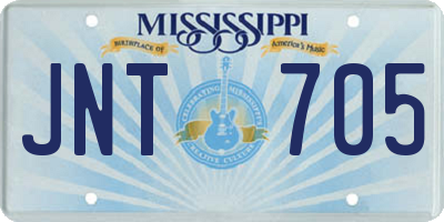MS license plate JNT705