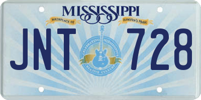 MS license plate JNT728
