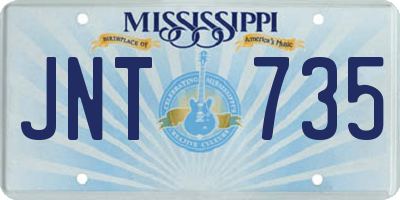 MS license plate JNT735