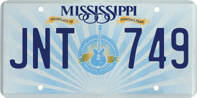 MS license plate JNT749